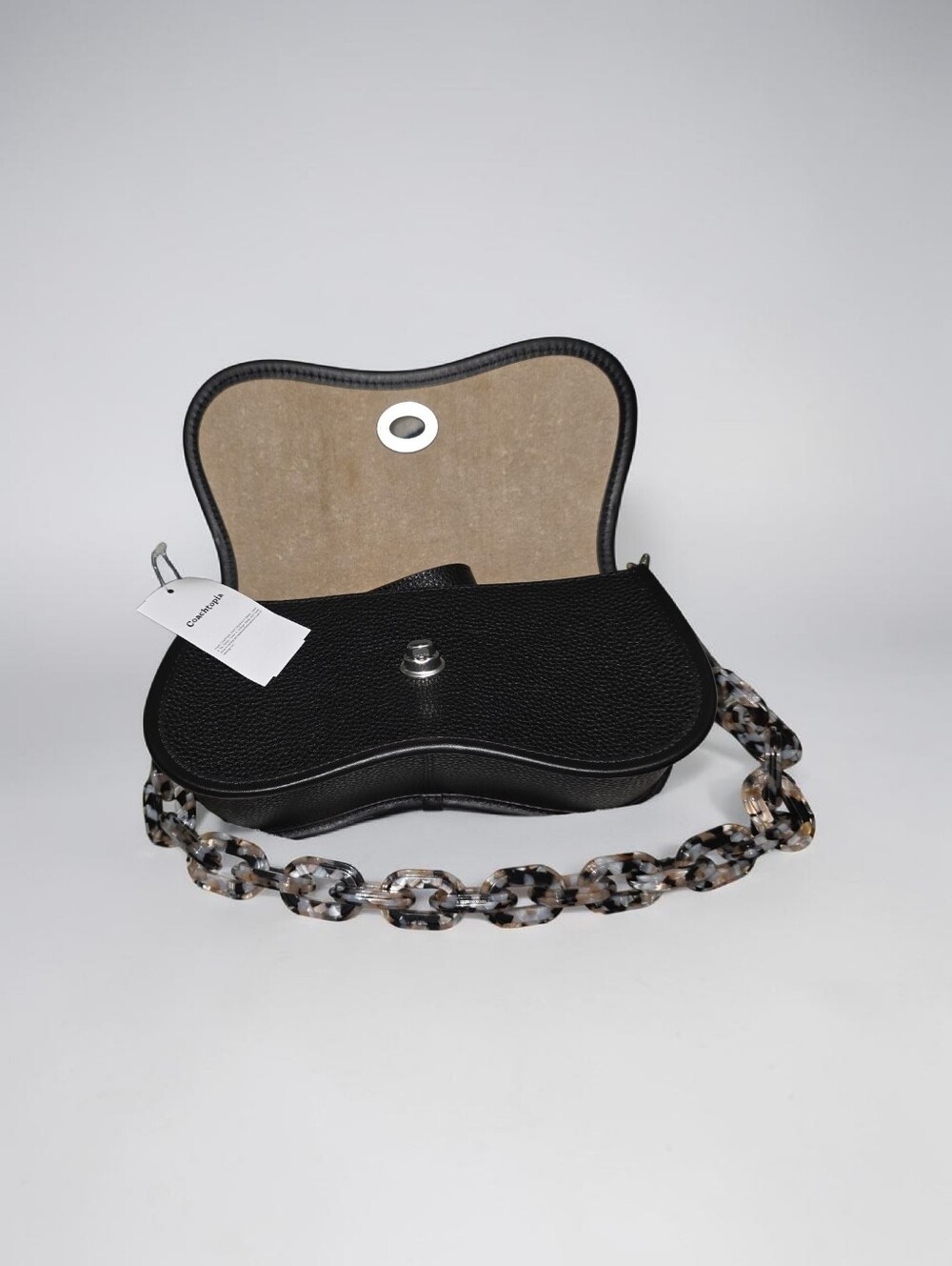 Coach Coachtopia Nwt Wavy Dinky Black Leather Shoulder Crossbody Bag - Picture 5 of 12